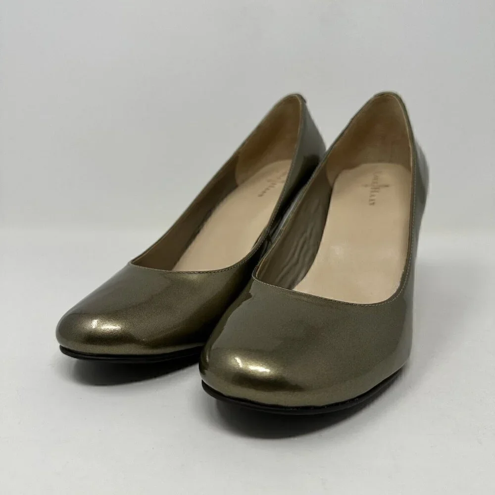 Cole Haan Laney High Heels Pumps‎ Gold Patent Leather Sz 8.5B